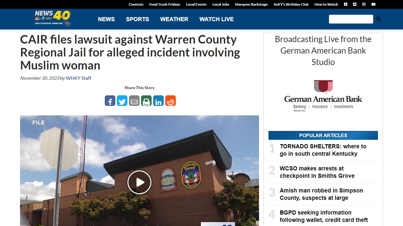 CAIR files lawsuit against Warren County Regional Jail for alleged ...